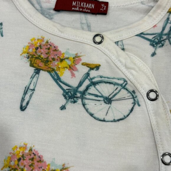 Milkbarn Baby Bicycle Print Footed Romper 3-6 Months - Picture 4 of 4